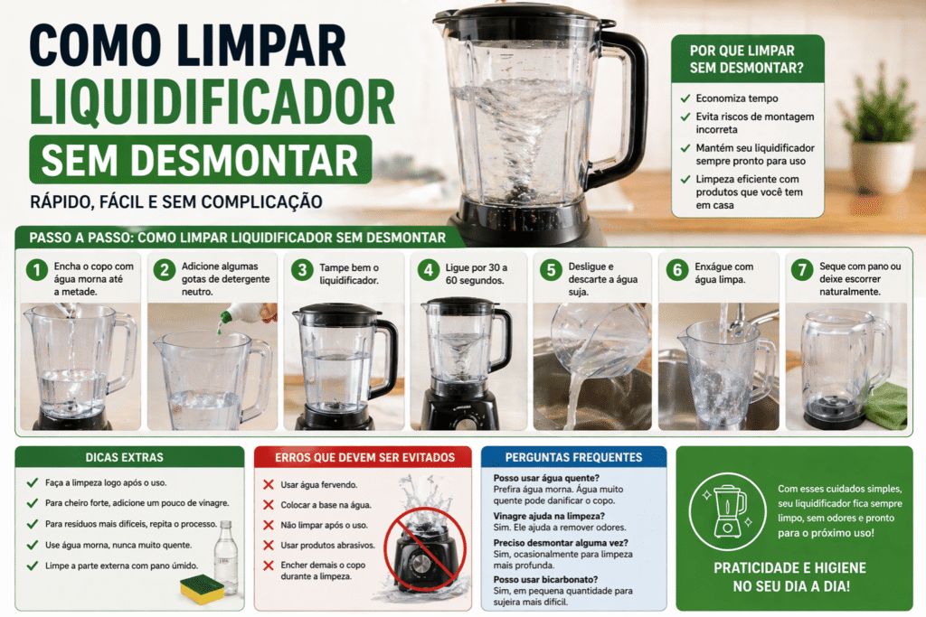 Como limpar liquidificador sem desmontar