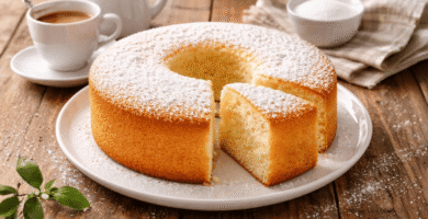 Bolo branco fofinho com leite morno