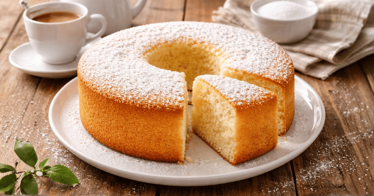 Bolo branco fofinho com leite morno