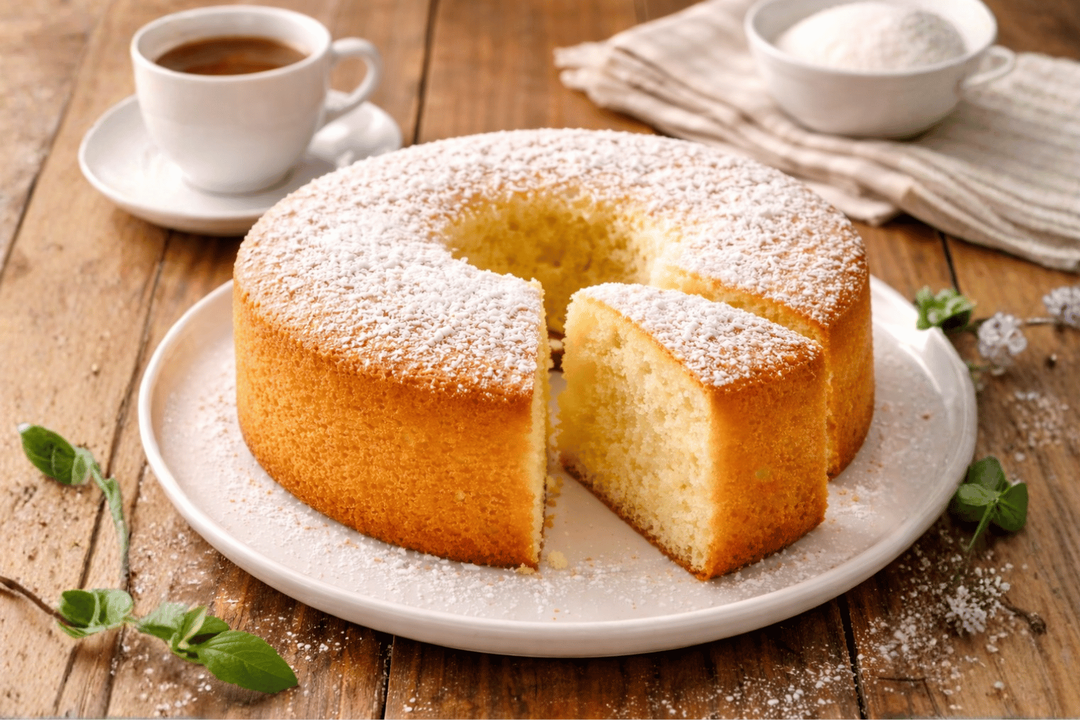 Bolo simples fofinho para o café da tarde