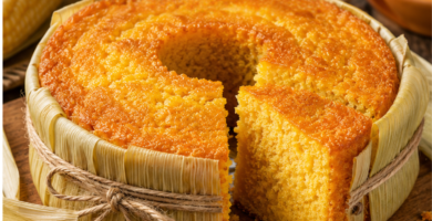 Bolo de milho na palha feito no liquidificador