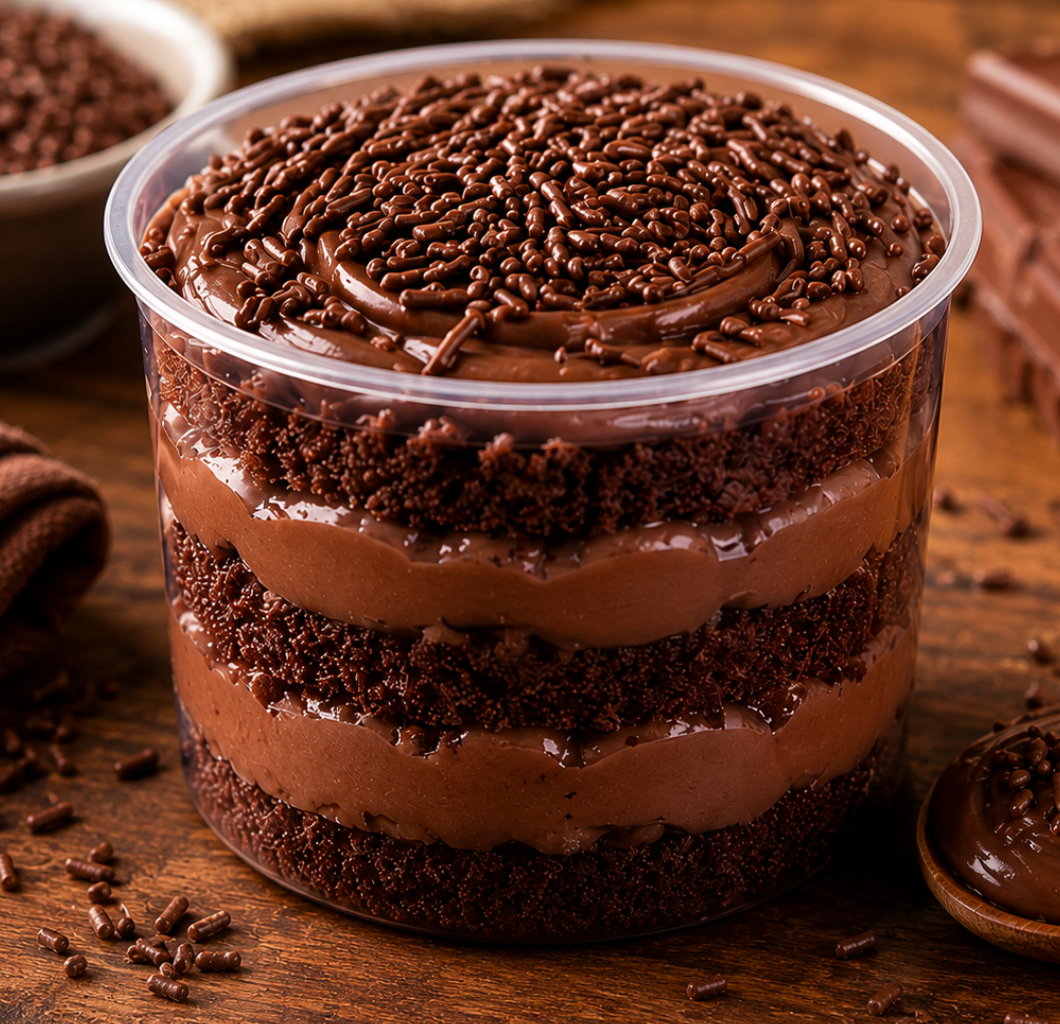 Bolo no pote de brigadeiro
