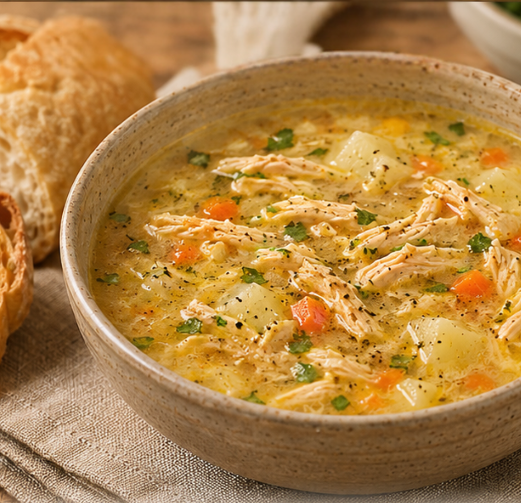 Caldo de frango caseiro