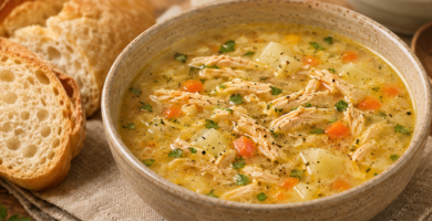 Caldo de frango caseiro