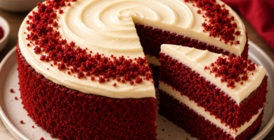 Bolo Red Velvet Fofinho com Cobertura Cremosa