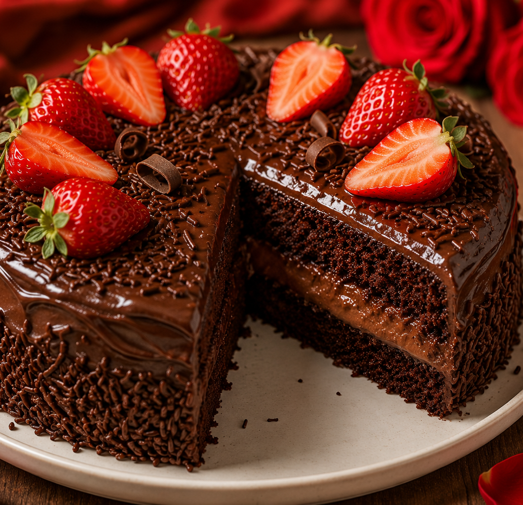 Bolo de chocolate para dia dos namorados