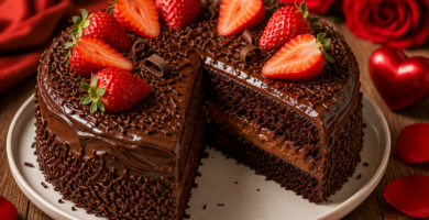 Bolo de chocolate para dia dos namorados