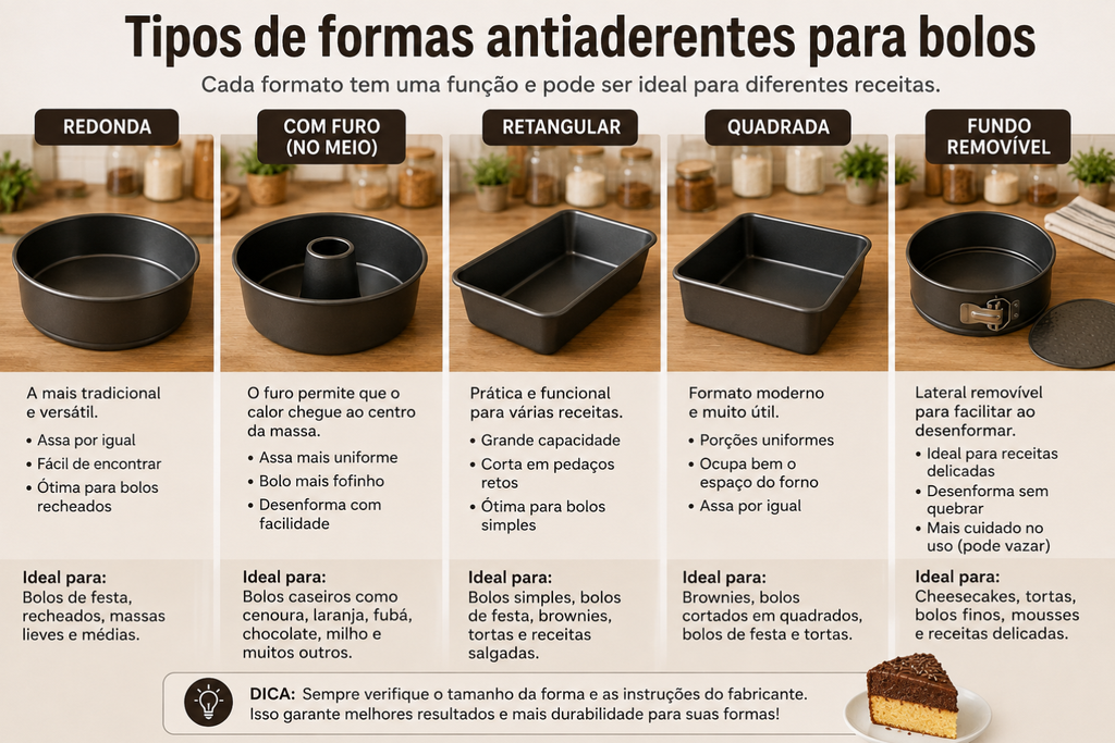 tipos-formas-antiaderentes-para-bolo tipos de formas antiaderentes para fazer bolos